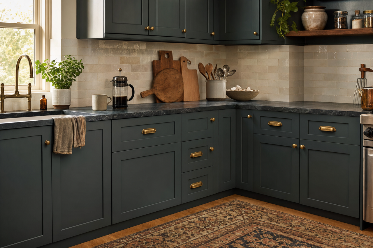 Mount Etna by Sherwin-Williams on cabinets