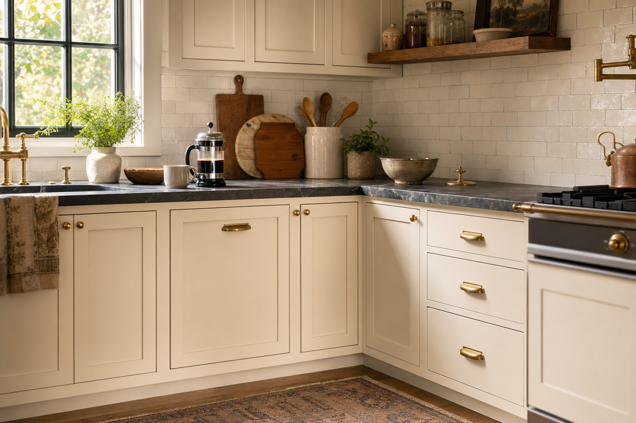 White Heron by Sherwin-Williams on cabinets
