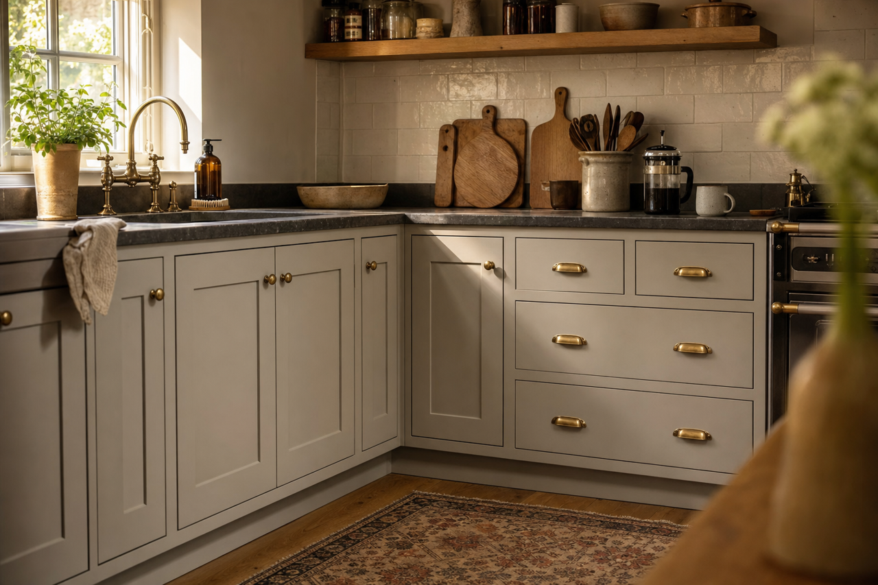 Fawn Brindle by Sherwin-Williams on cabinets