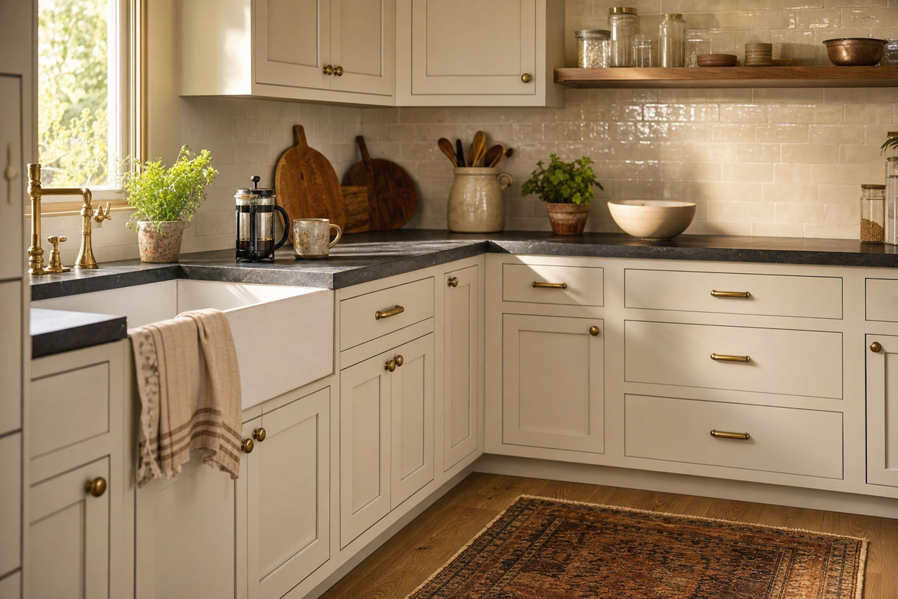 Crushed Ice by Sherwin-Williams on cabinets