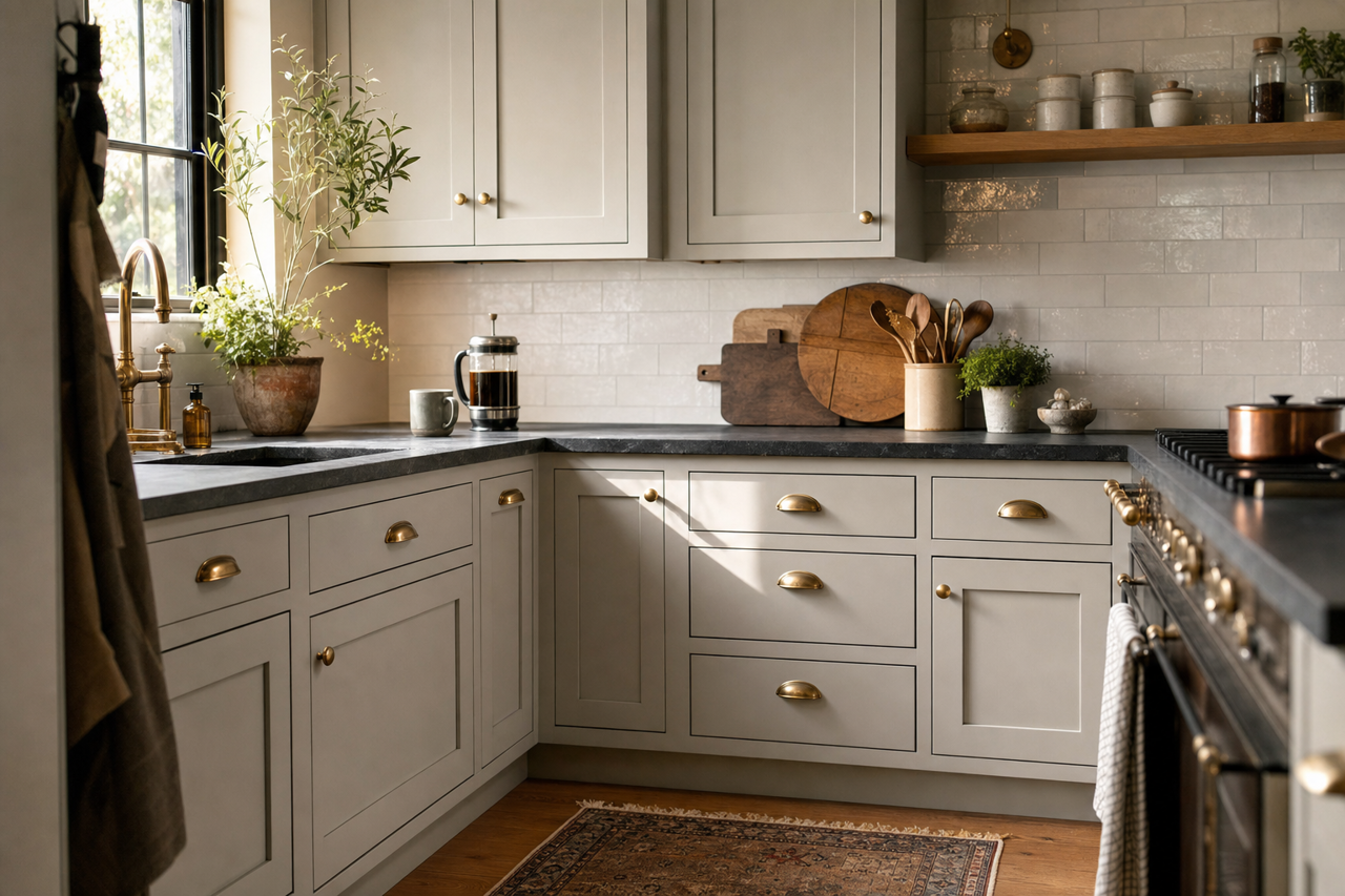 Silverplate by Sherwin-Williams on cabinets