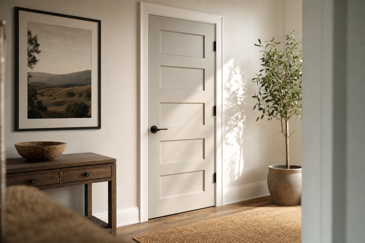 Silverplate by Sherwin-Williams on interior-doors