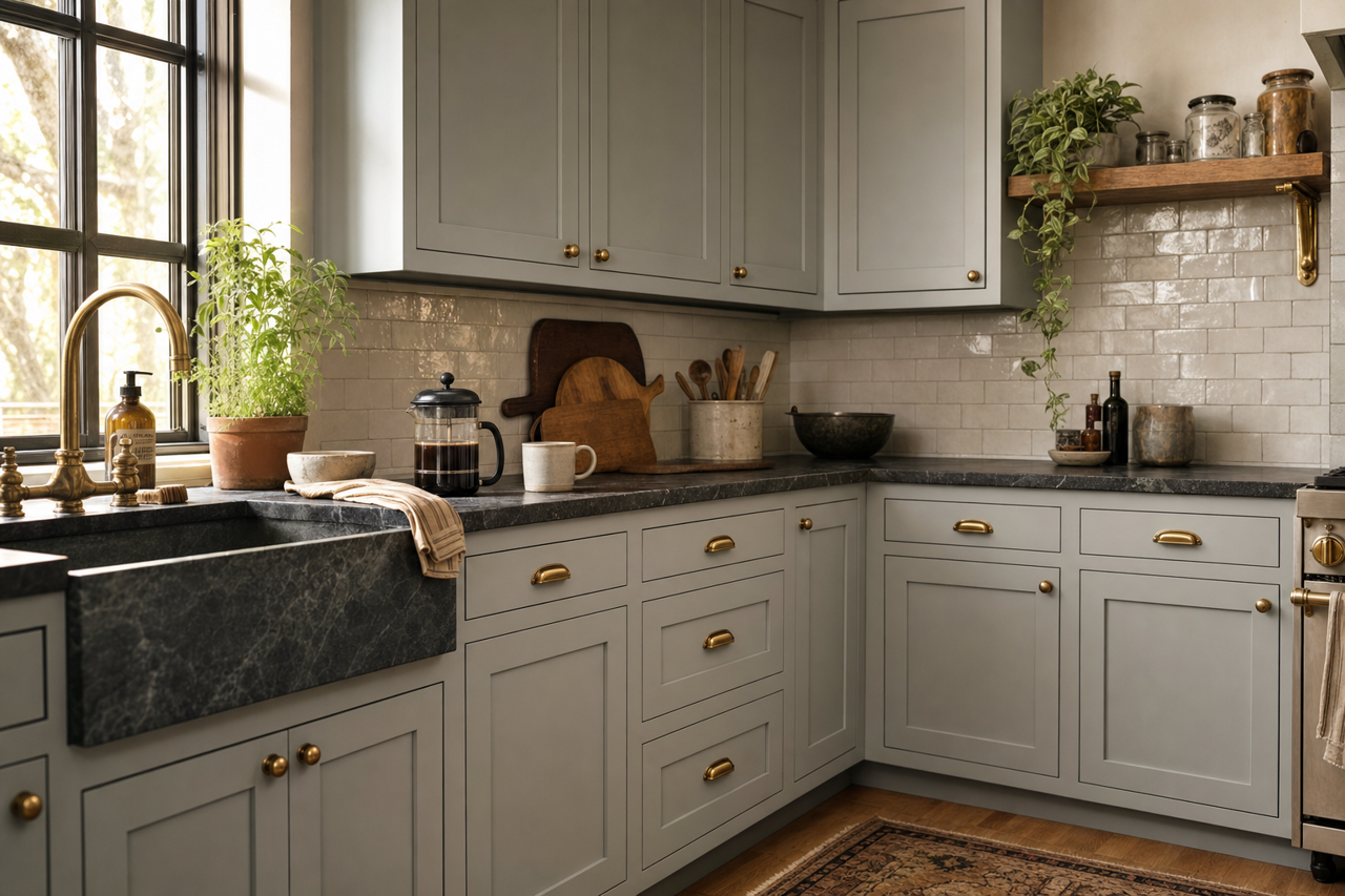 Mineral Deposit by Sherwin-Williams on cabinets
