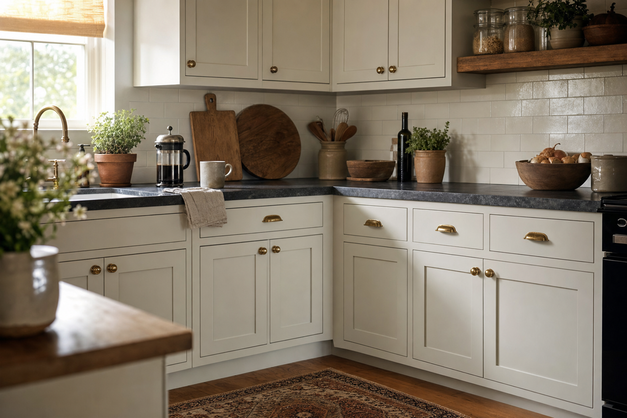 Silverpointe by Sherwin-Williams on cabinets