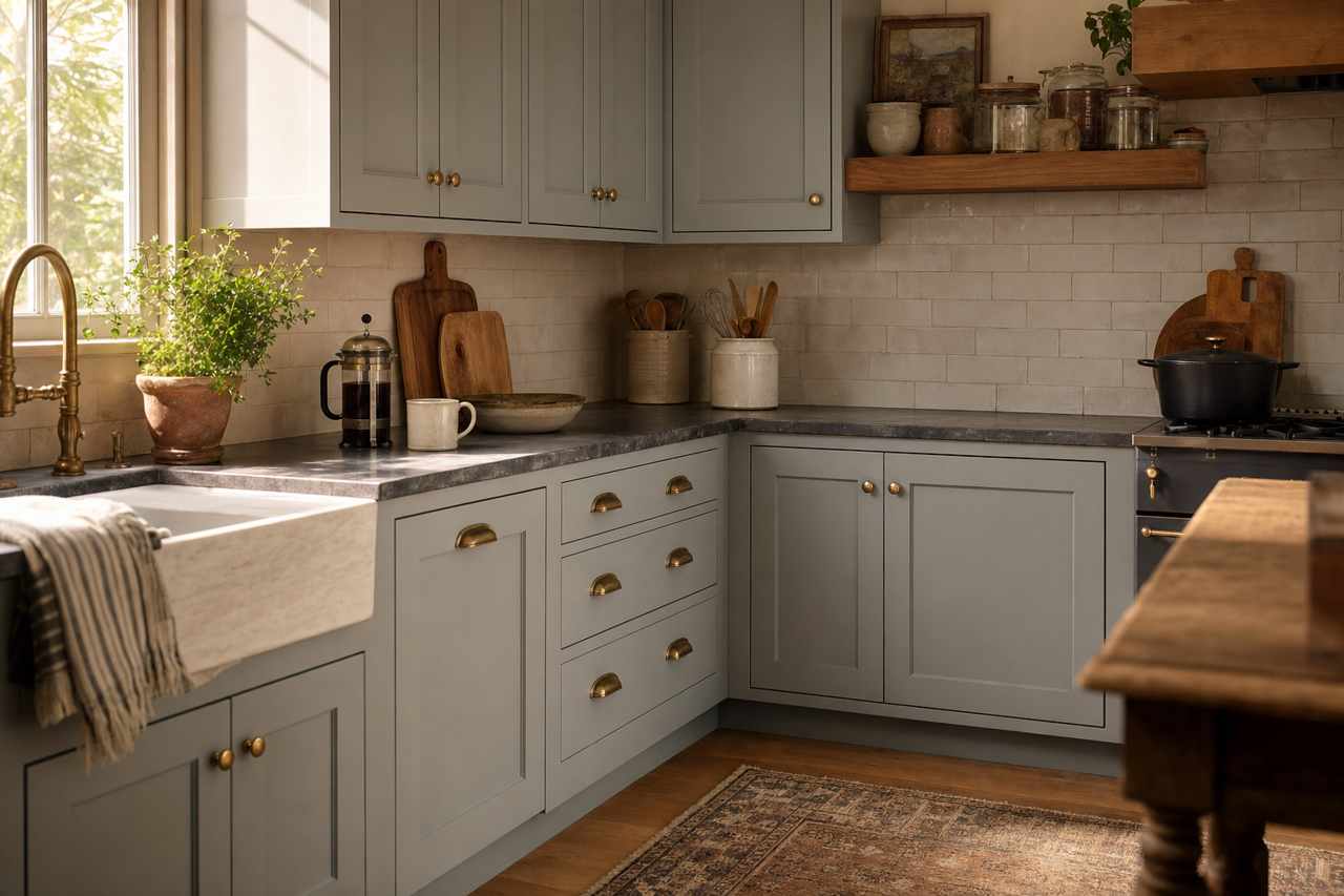 Gris by Sherwin-Williams on cabinets