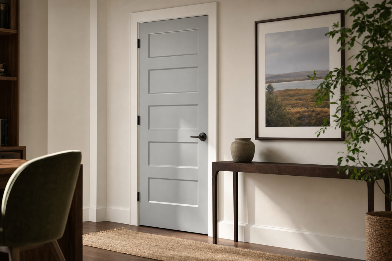 Gris by Sherwin-Williams on interior-doors