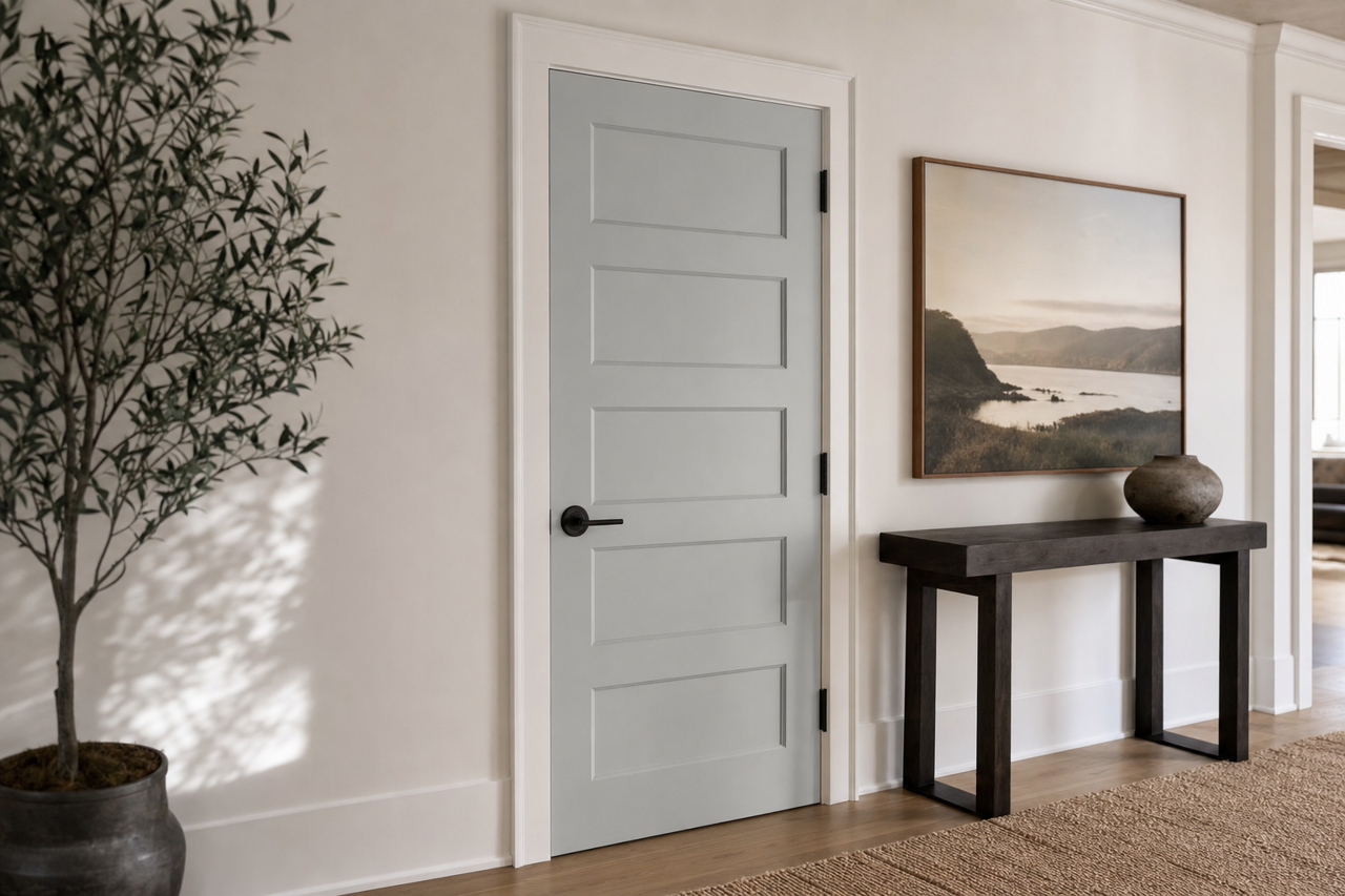 Monorail Silver by Sherwin-Williams on interior-doors