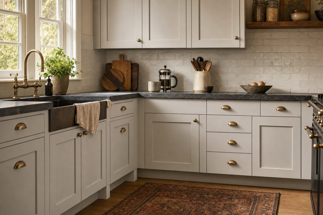 Zircon by Sherwin-Williams on cabinets