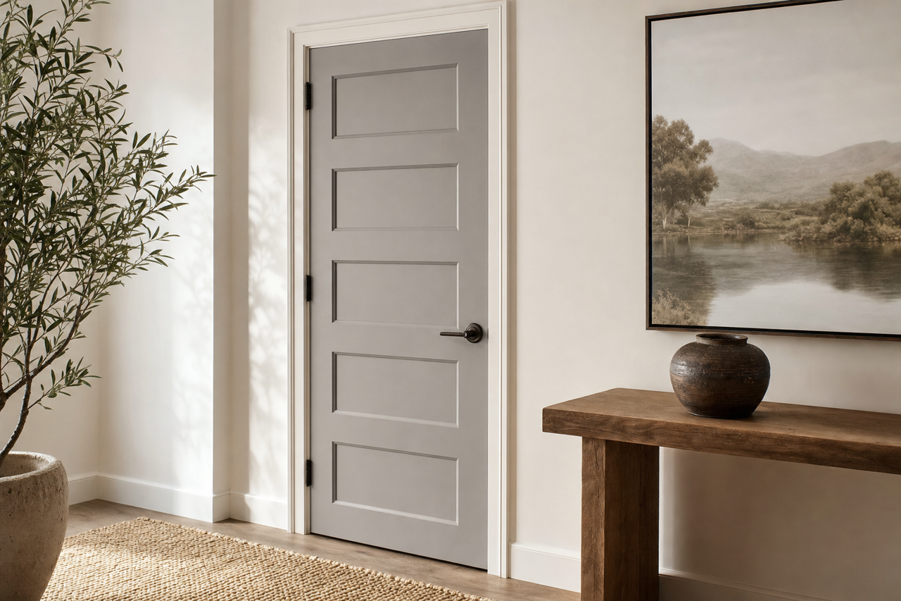 Gray Shingle by Sherwin-Williams on interior-doors