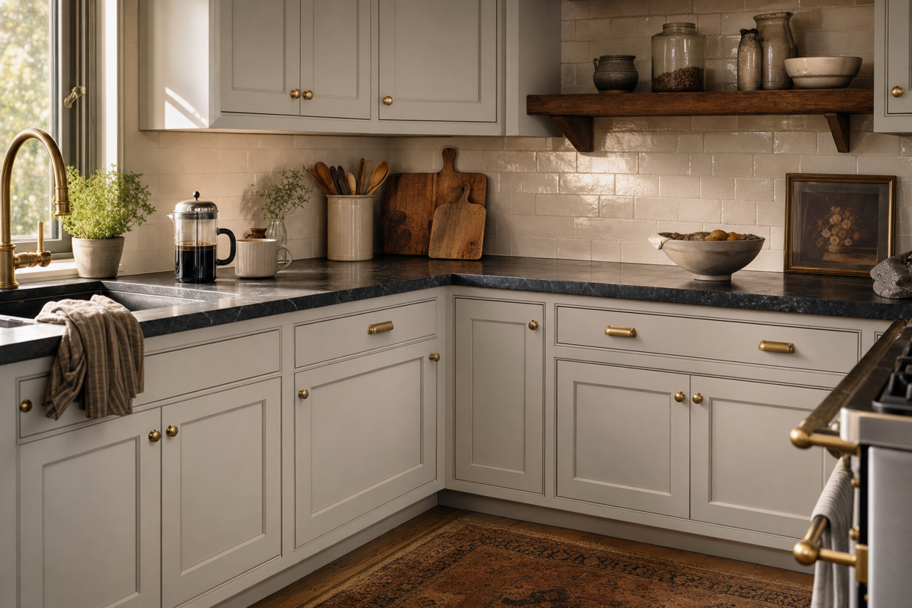 Knitting Needles by Sherwin-Williams on cabinets