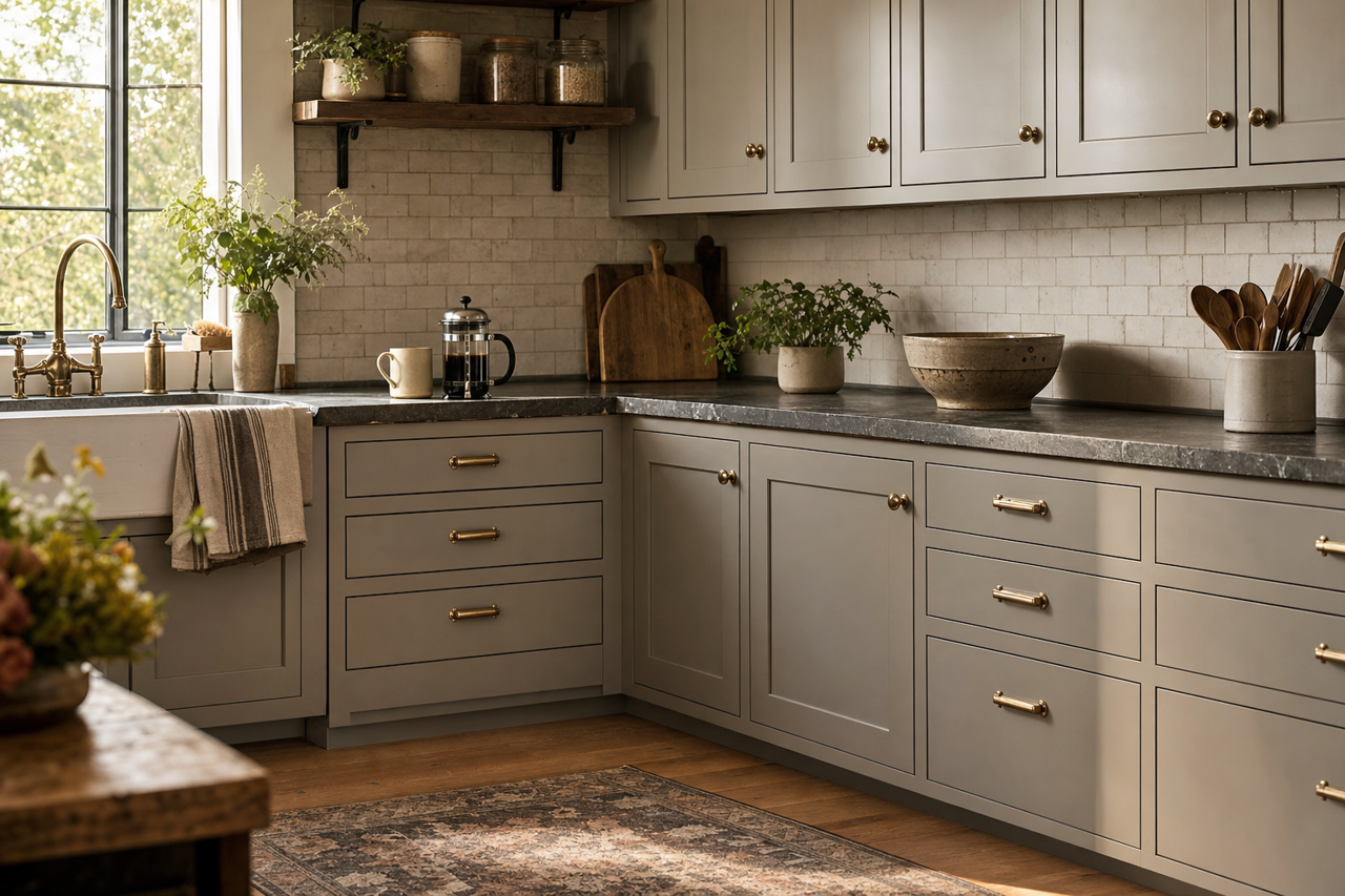 Pewter Cast by Sherwin-Williams on cabinets