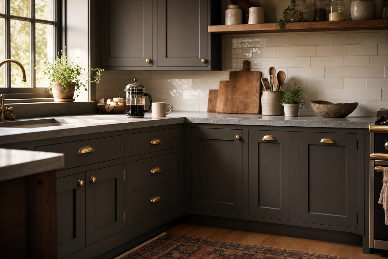 Sealskin by Sherwin-Williams on cabinets