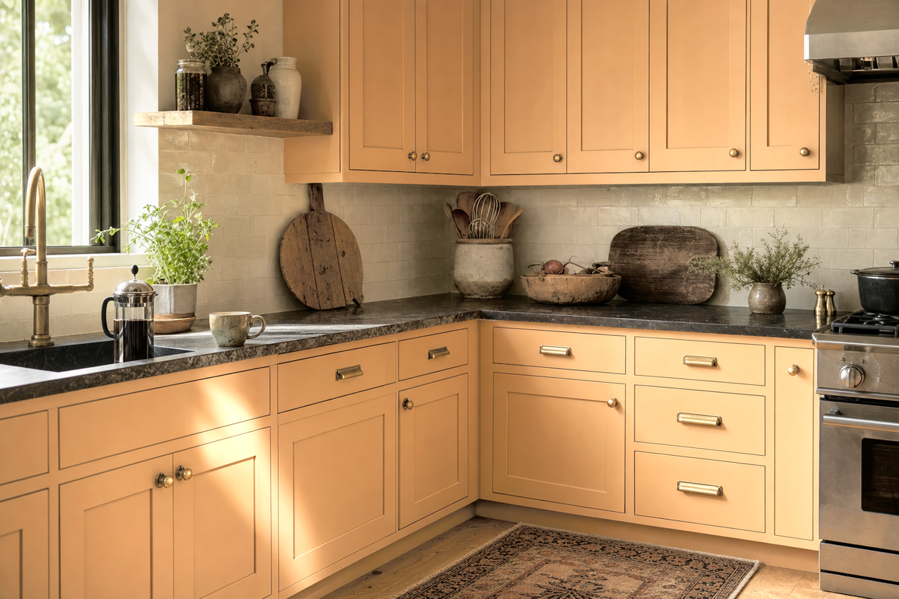 Golden Gate by Sherwin-Williams on cabinets