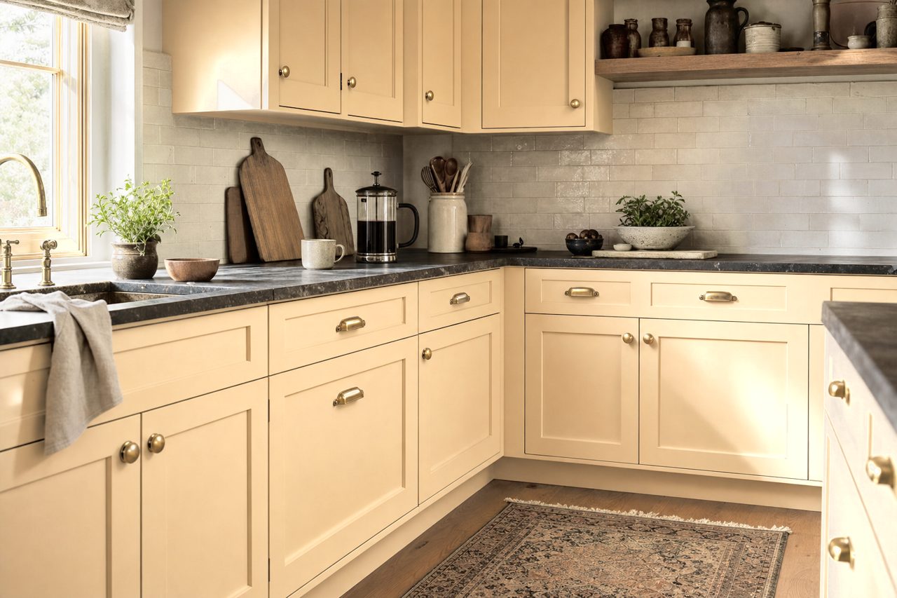 Concord Buff by Sherwin-Williams on cabinets