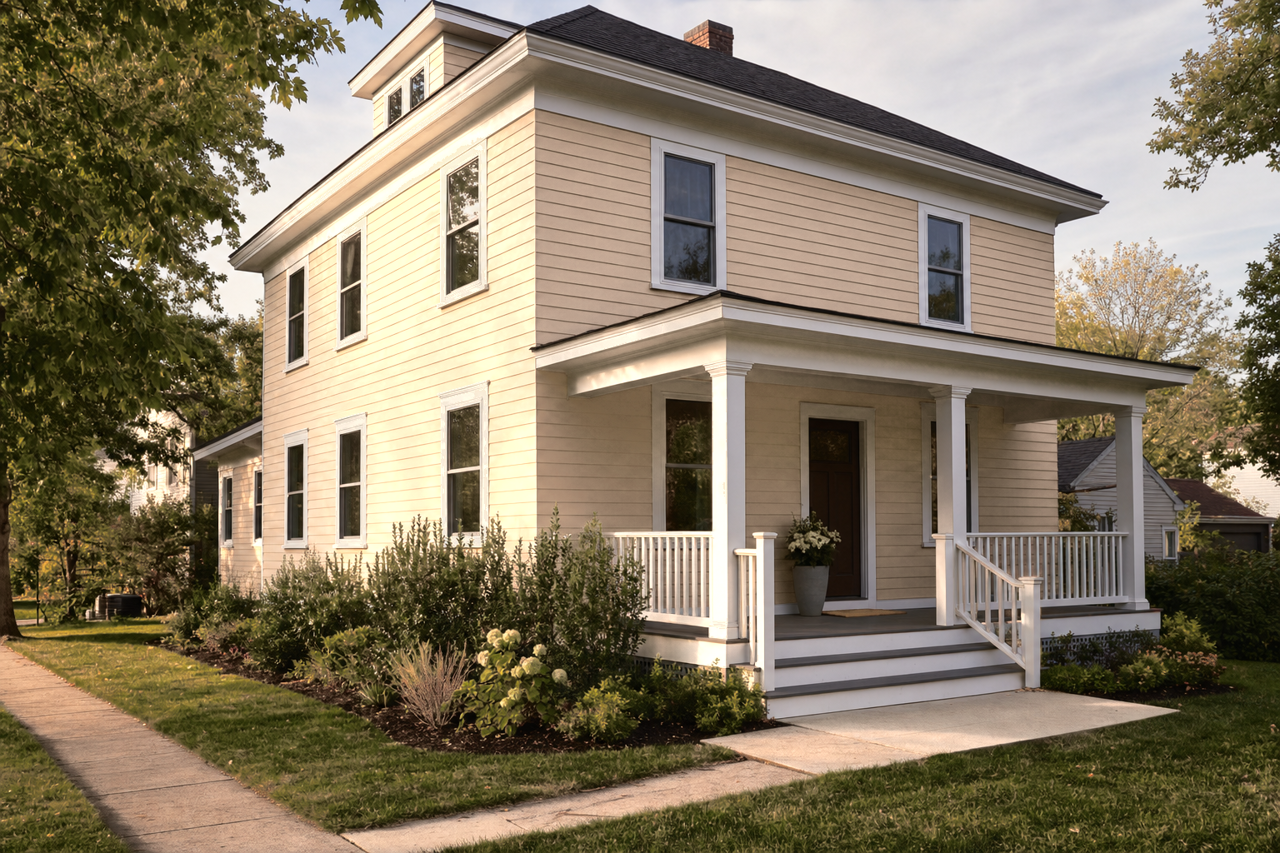 Row House Tan by Sherwin-Williams on exterior