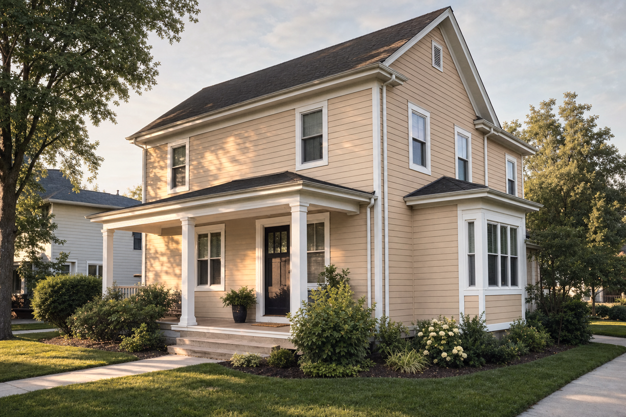 Townhall Tan by Sherwin-Williams on exterior