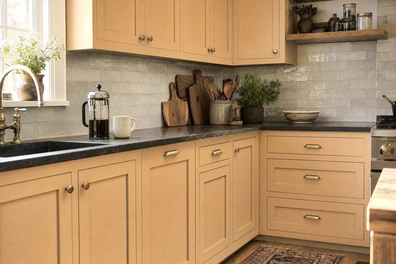 Stonebriar by Sherwin-Williams on cabinets
