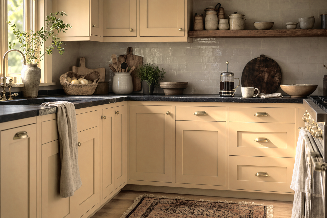 Safari by Sherwin-Williams on cabinets