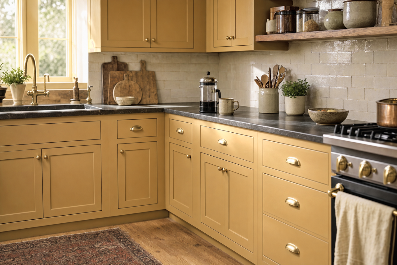 Rustic City by Sherwin-Williams on cabinets