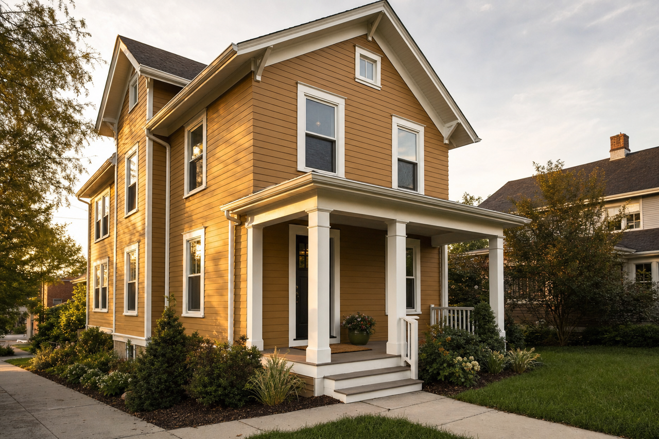 Olde World Gold by Sherwin-Williams on exterior