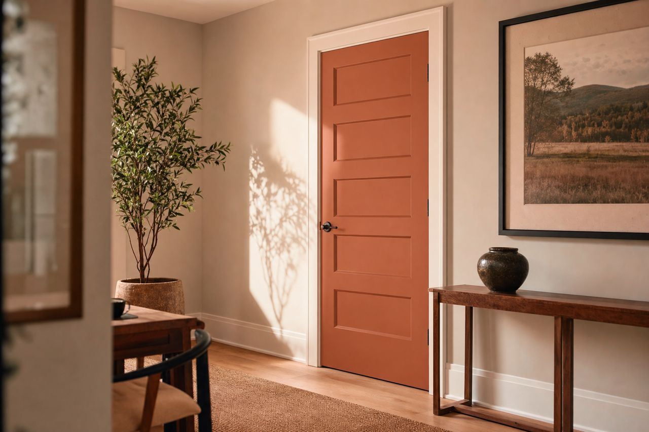 Cavern Clay by Sherwin-Williams on interior-doors
