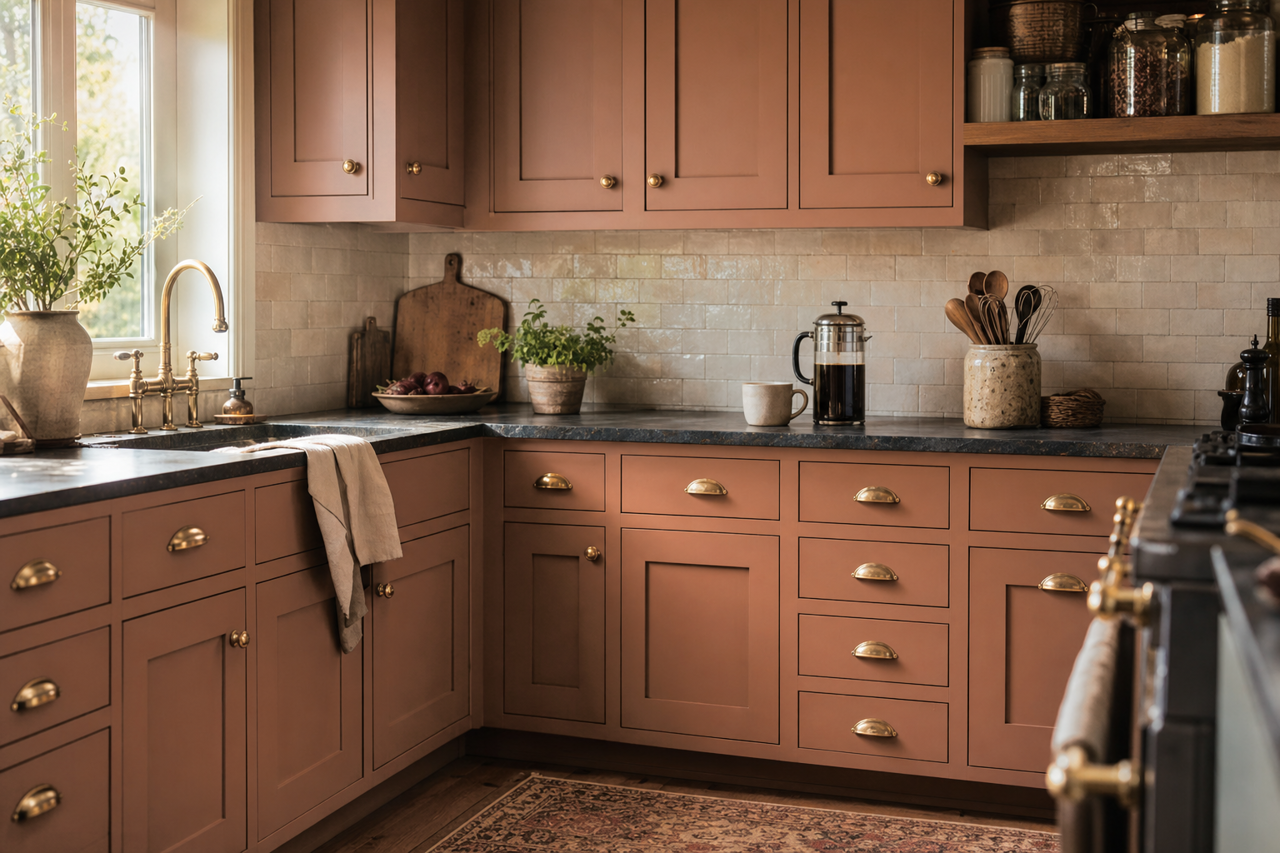 Wheat Penny by Sherwin-Williams on cabinets