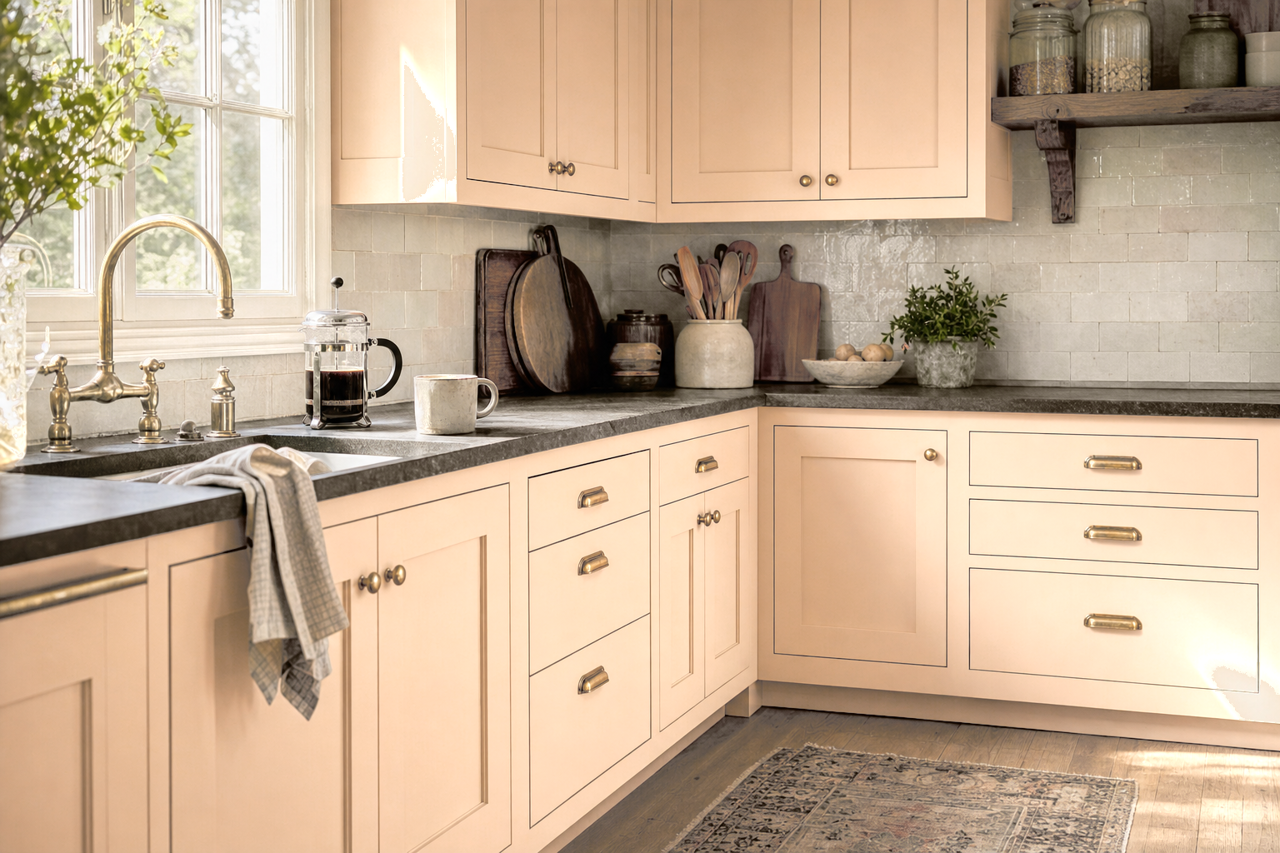 Pueblo by Sherwin-Williams on cabinets