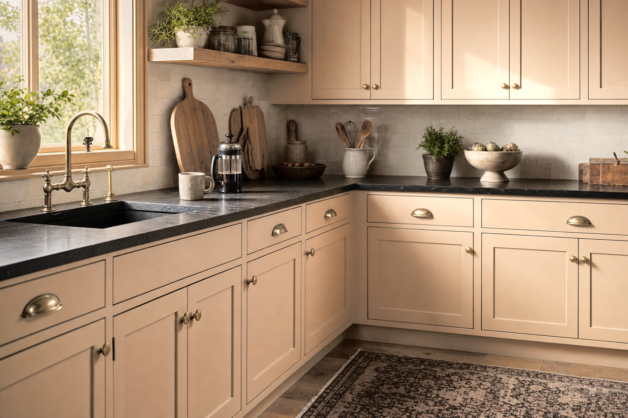 Tawny Tan by Sherwin-Williams on cabinets