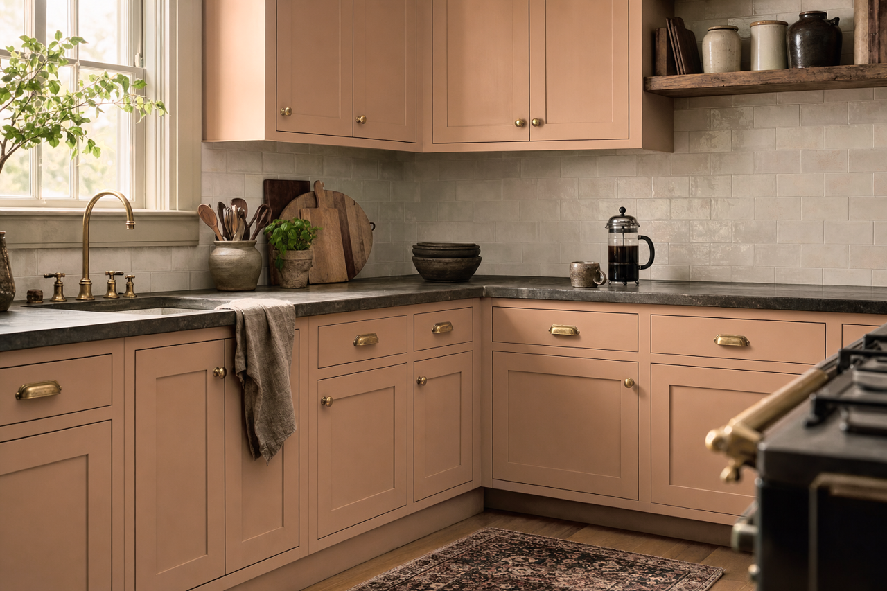 Pottery Urn by Sherwin-Williams on cabinets