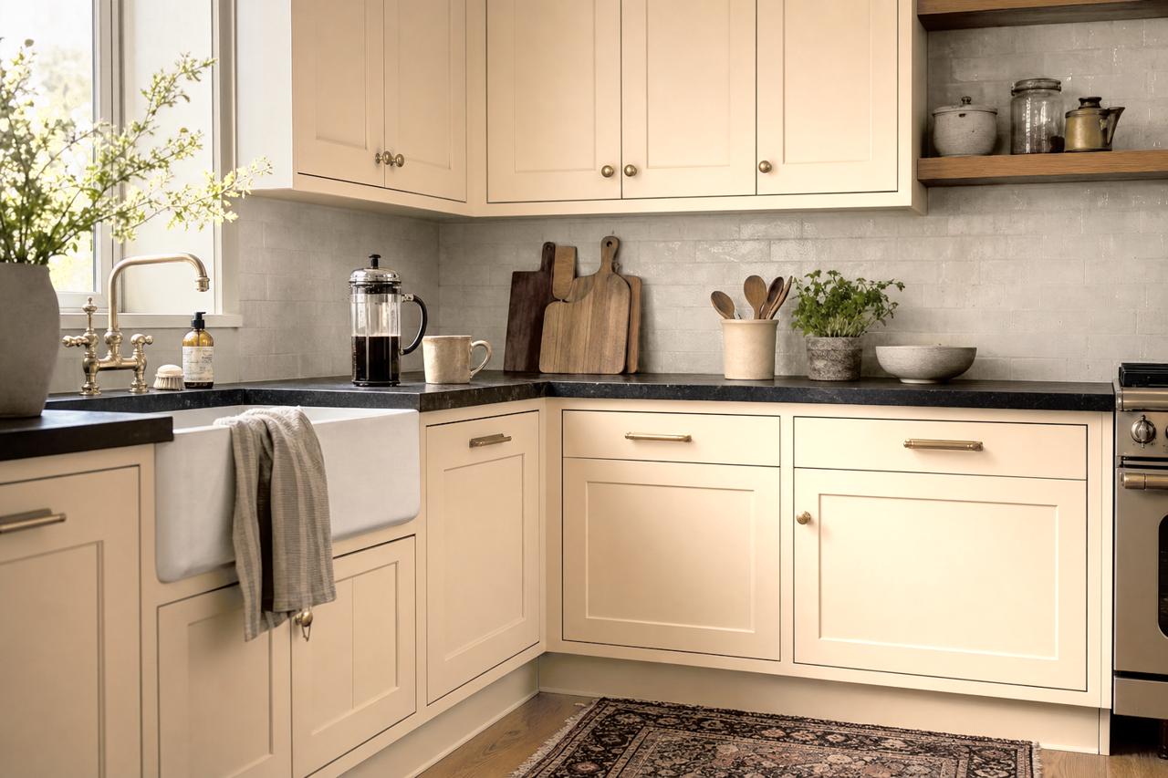 Fresco Cream by Sherwin-Williams on cabinets