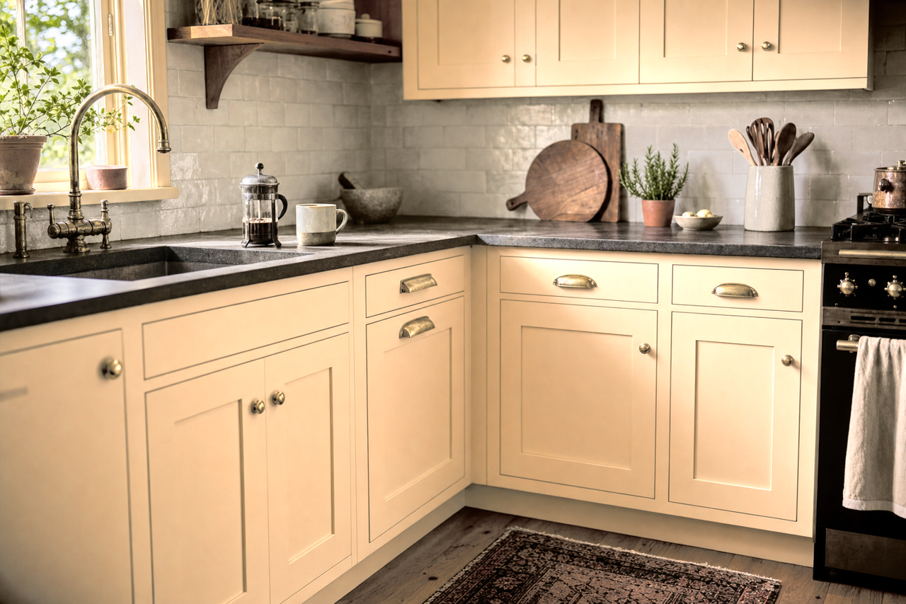 Crescent Cream by Sherwin-Williams on cabinets