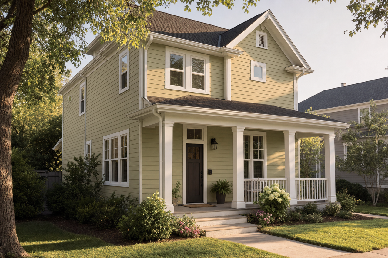 Lemon Verbena by Sherwin-Williams on exterior