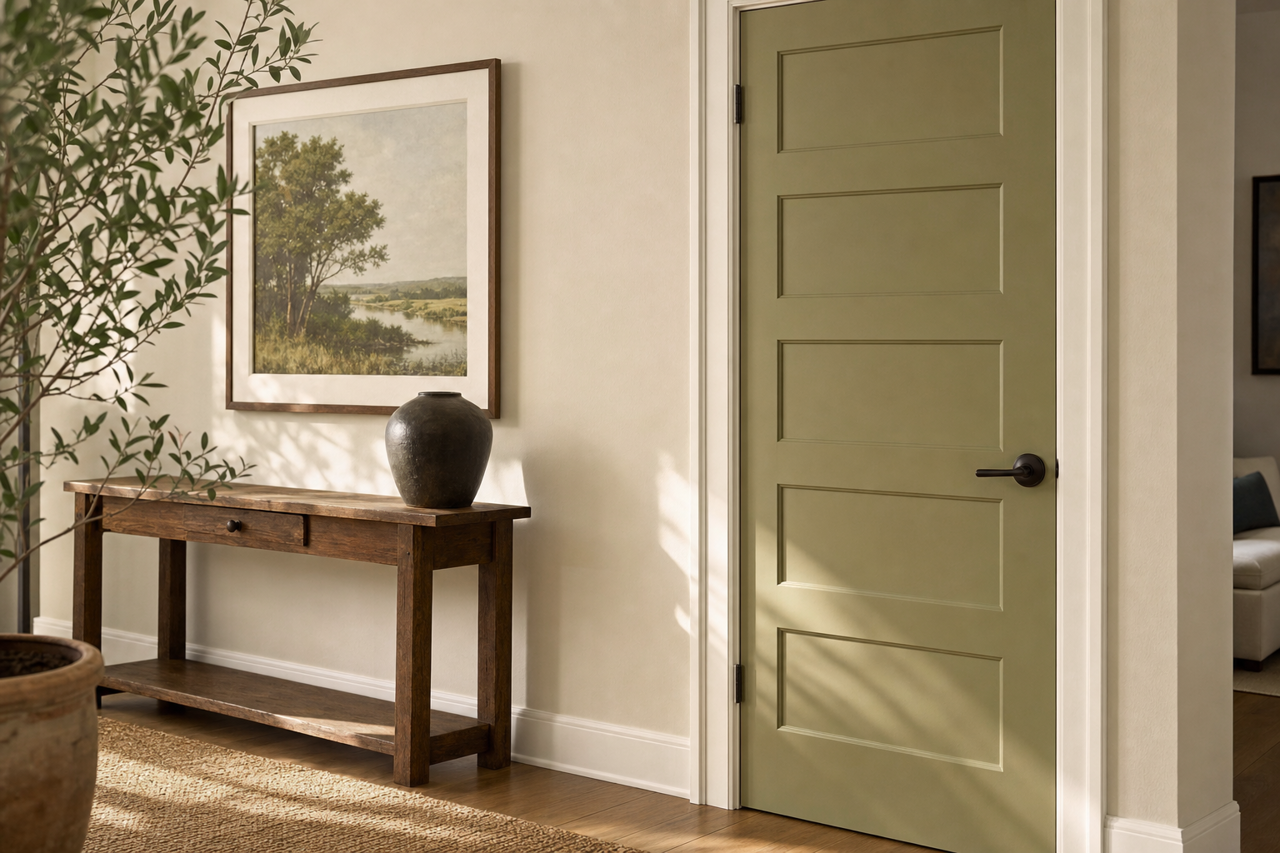 Edamame by Sherwin-Williams on interior-doors