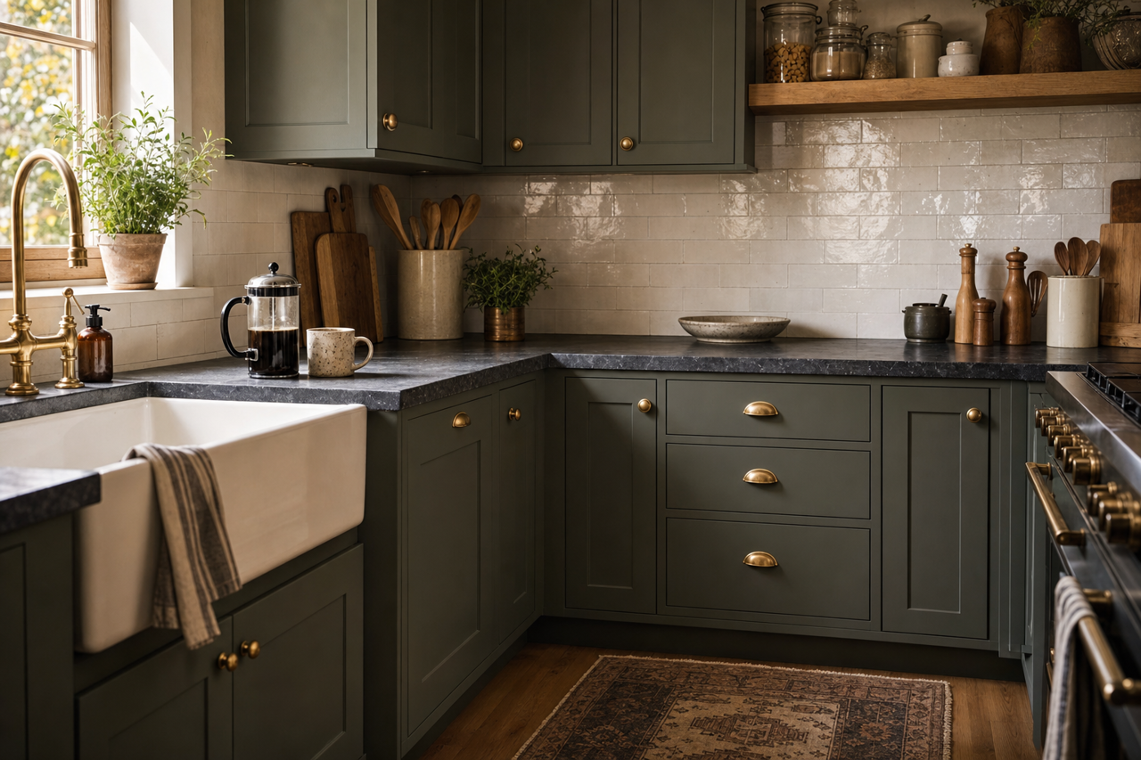 Forestwood by Sherwin-Williams on cabinets