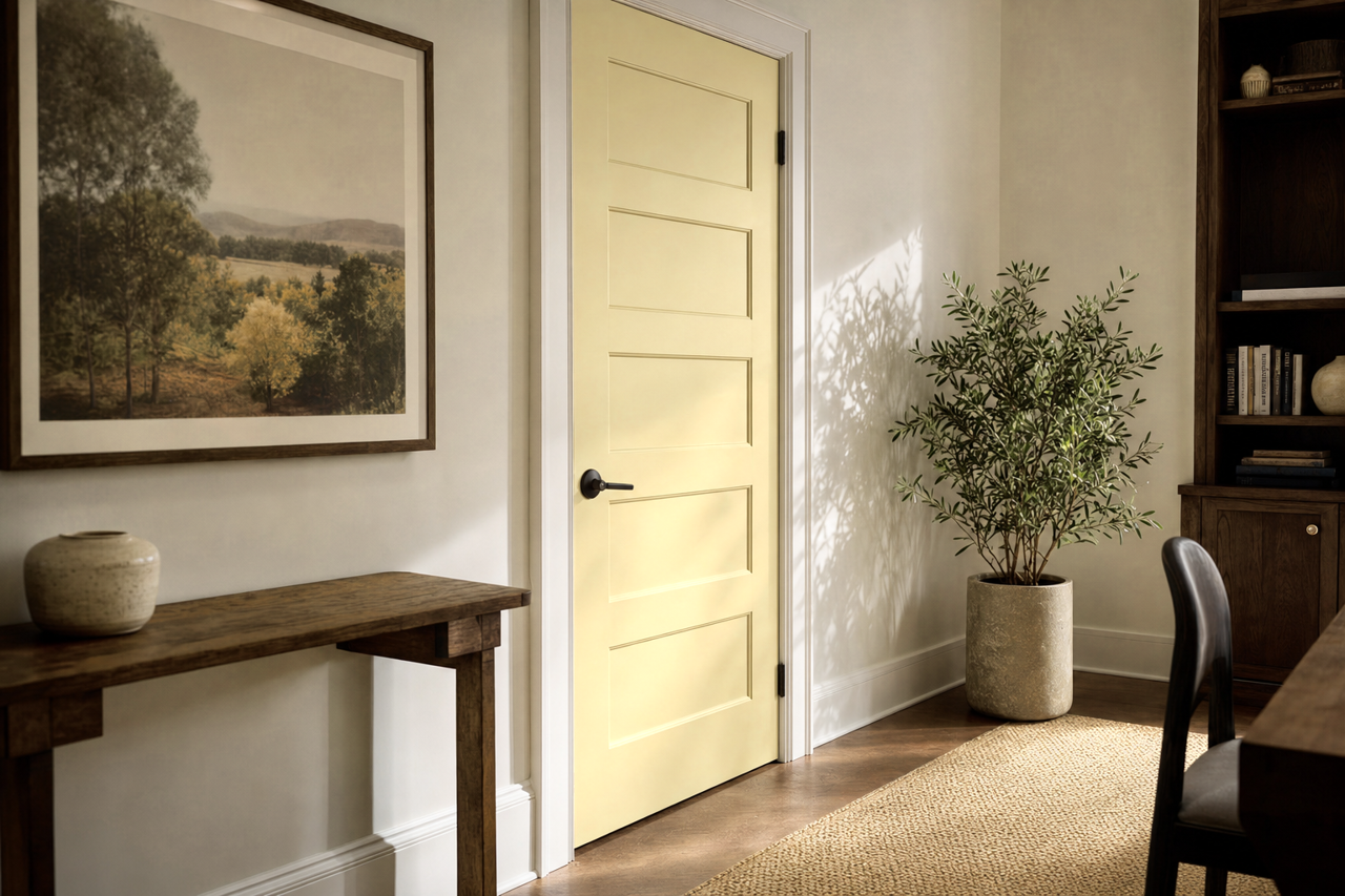 Lemongrass by Sherwin-Williams on interior-doors