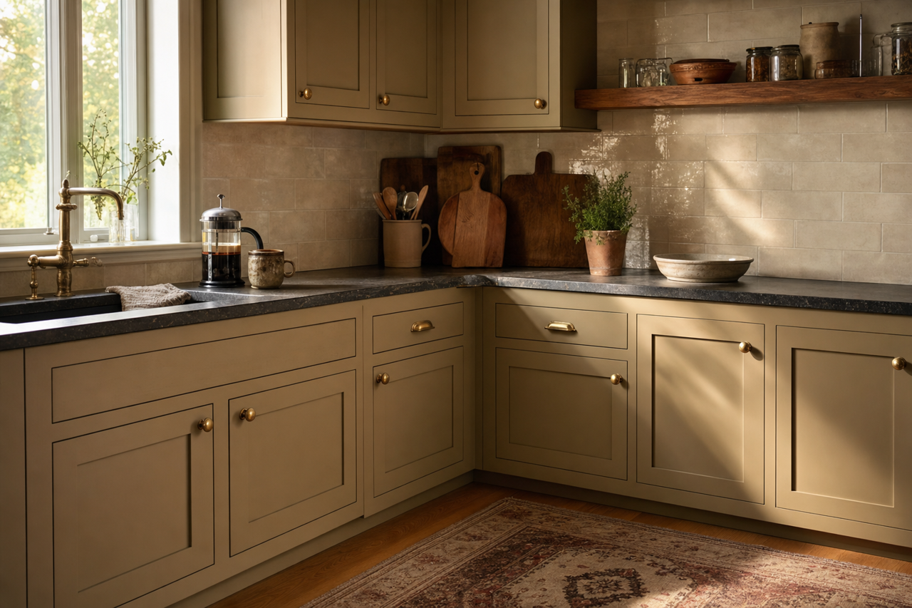 Herbal Wash by Sherwin-Williams on cabinets