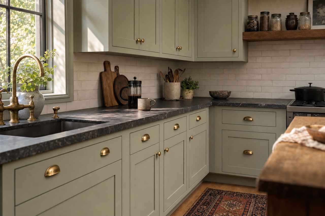 Willow Tree by Sherwin-Williams on cabinets