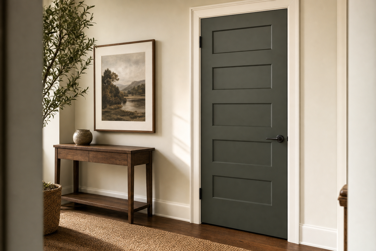 Laurel Woods by Sherwin-Williams on interior-doors
