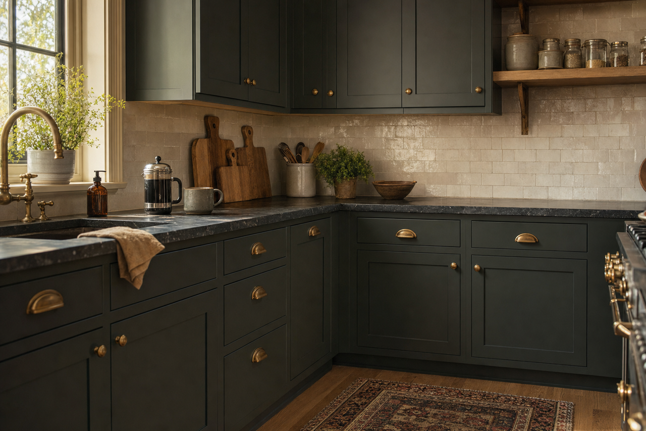 Olympic Range by Sherwin-Williams on cabinets