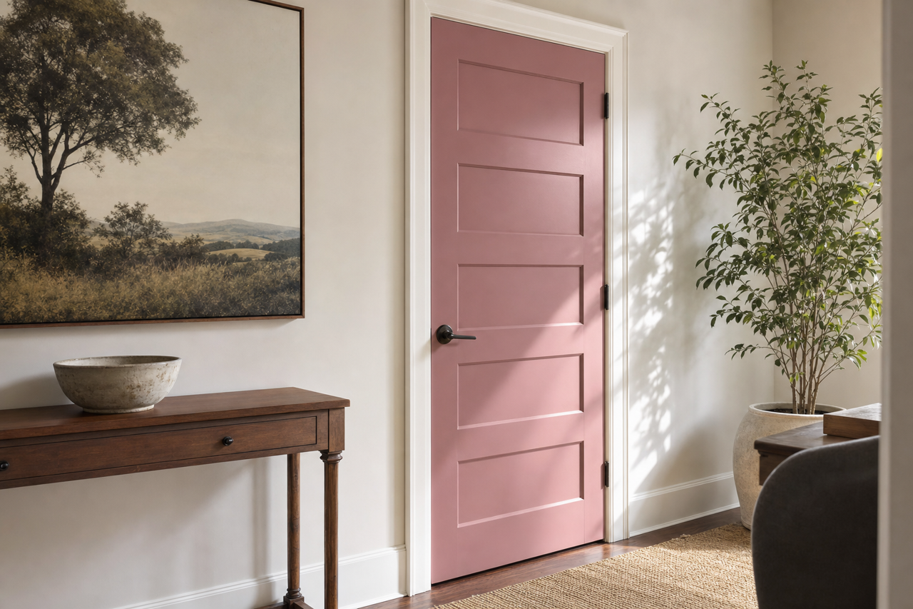 Audrey's Blush by Sherwin-Williams on interior-doors