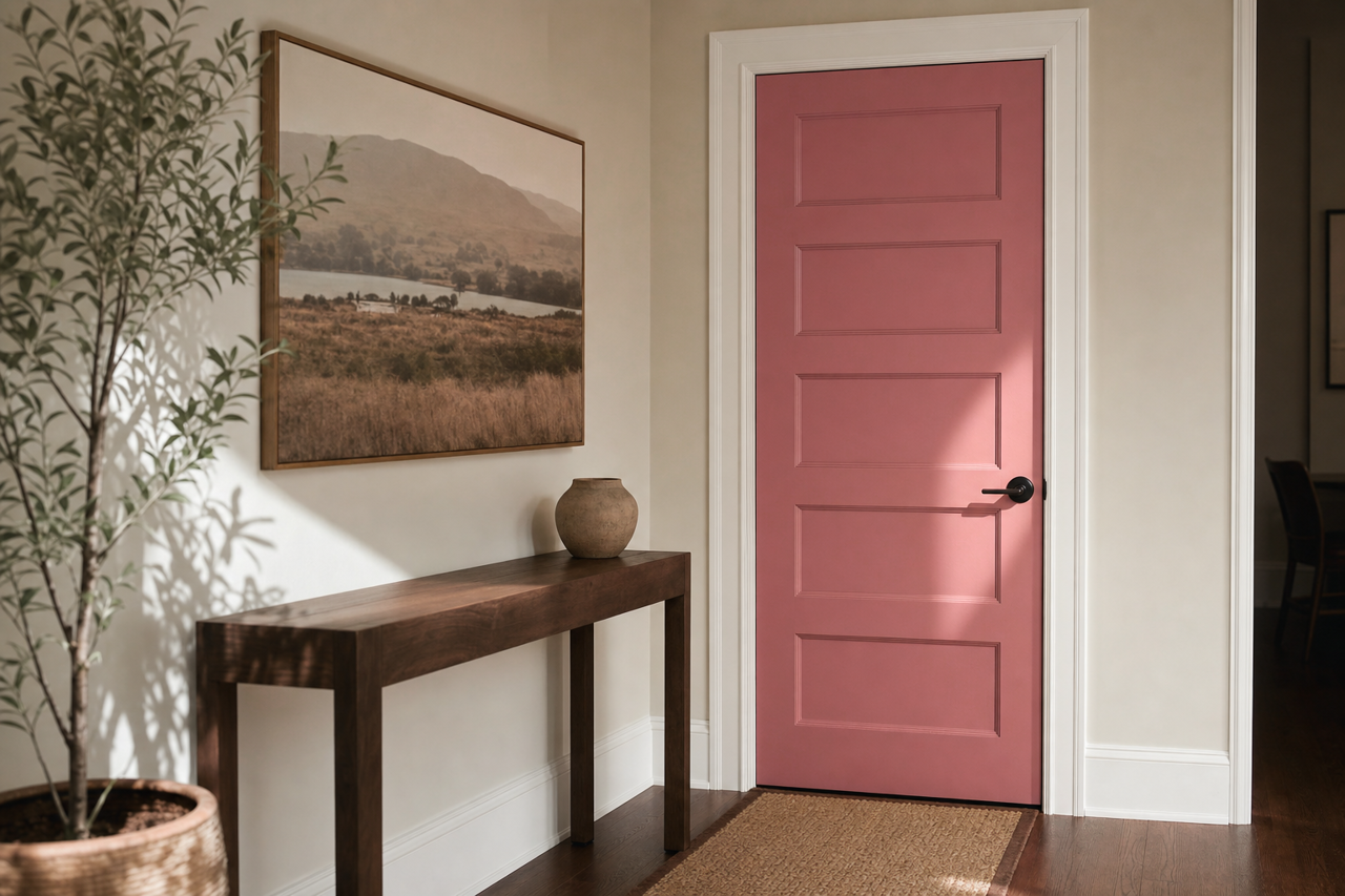 Rita's Rouge by Sherwin-Williams on interior-doors