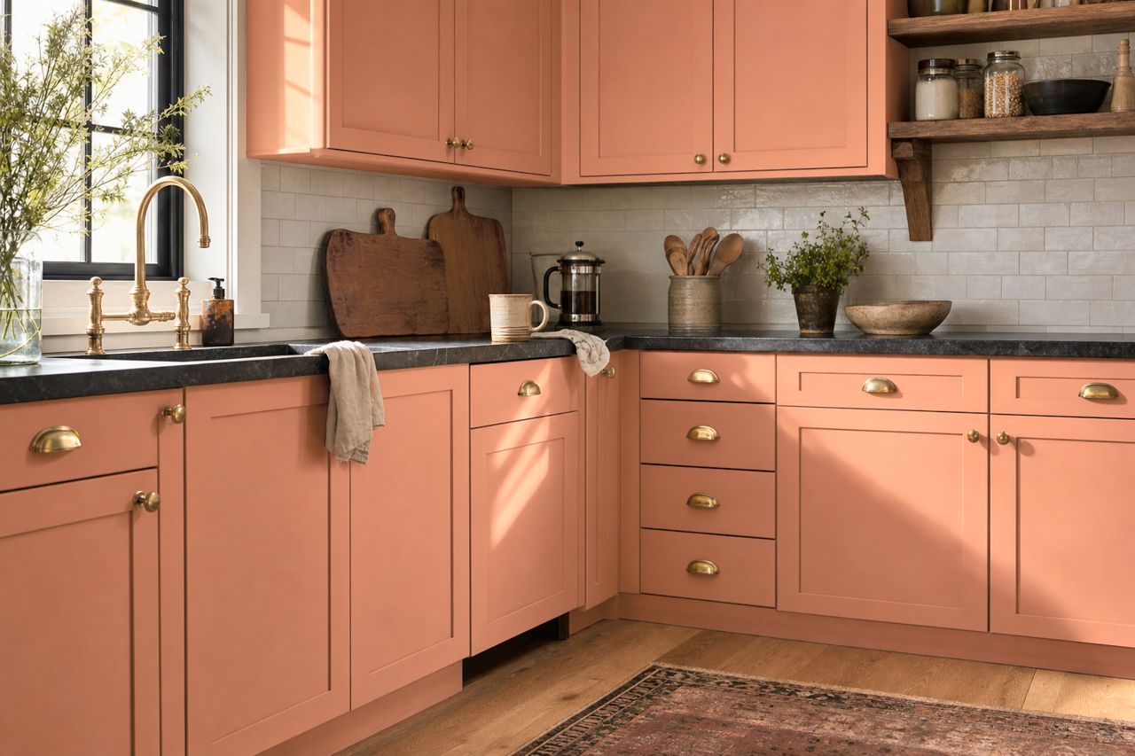 Subdued Sienna by Sherwin-Williams on cabinets