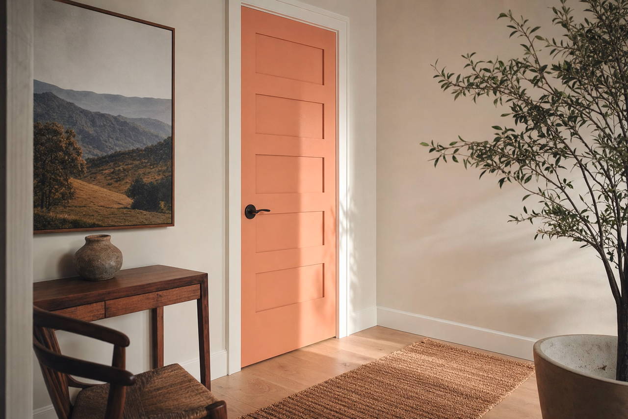 Subdued Sienna by Sherwin-Williams on interior-doors