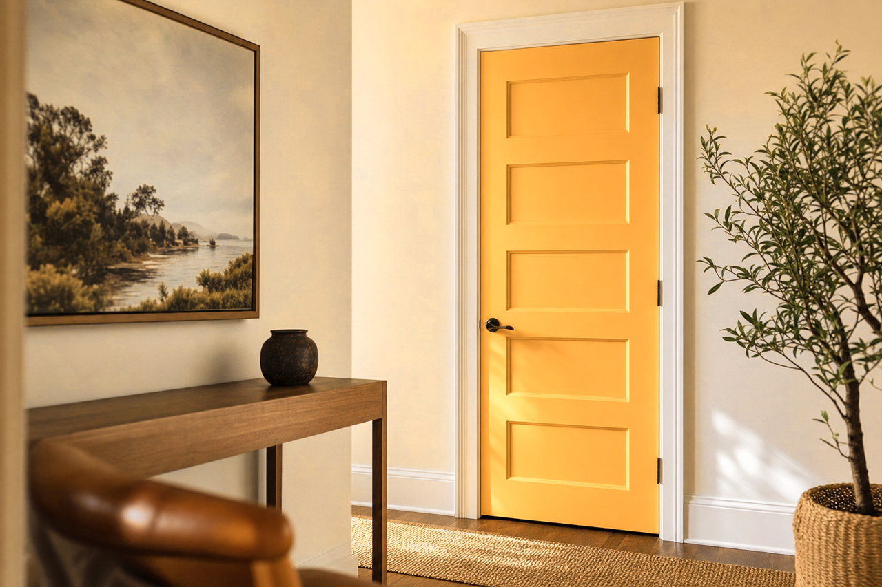 Olden Amber by Sherwin-Williams on interior-doors