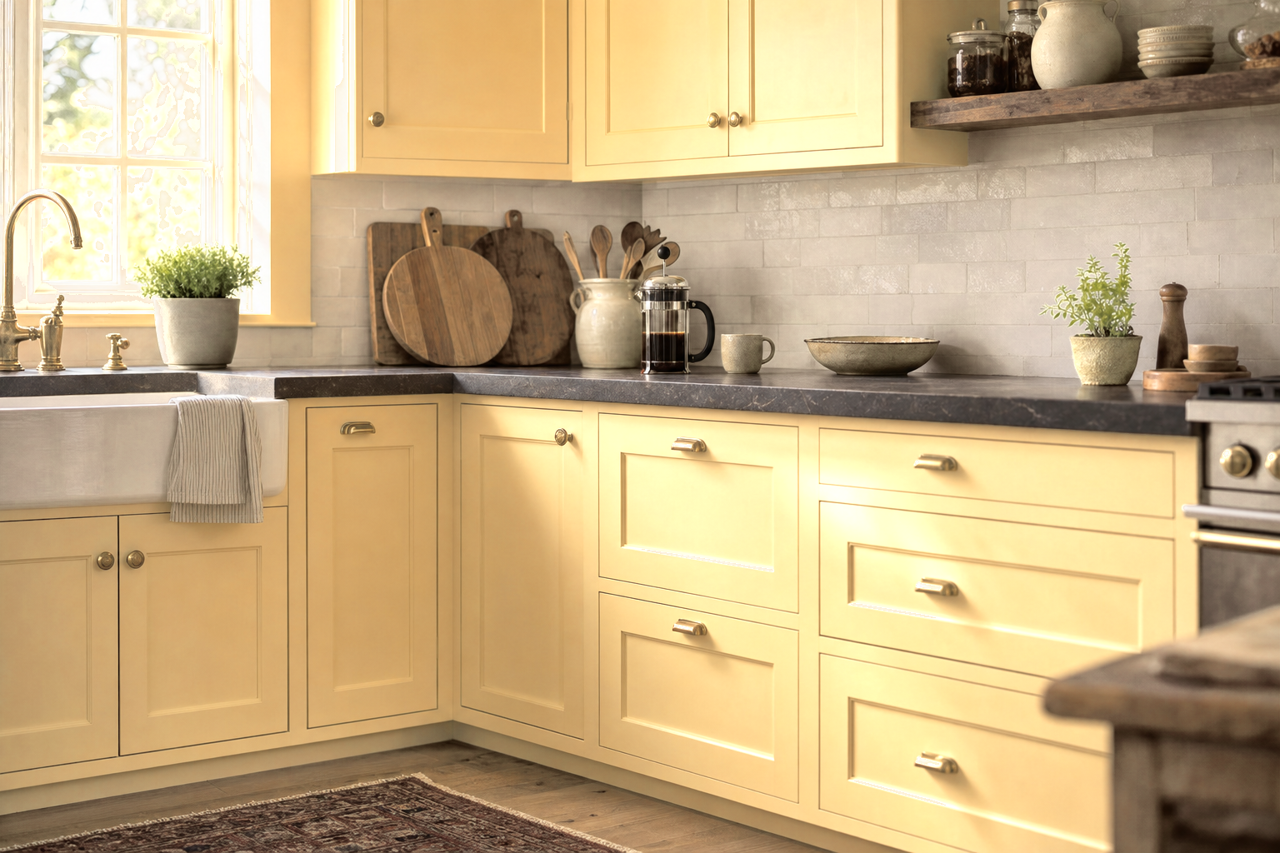 They call it Mellow by Sherwin-Williams on cabinets