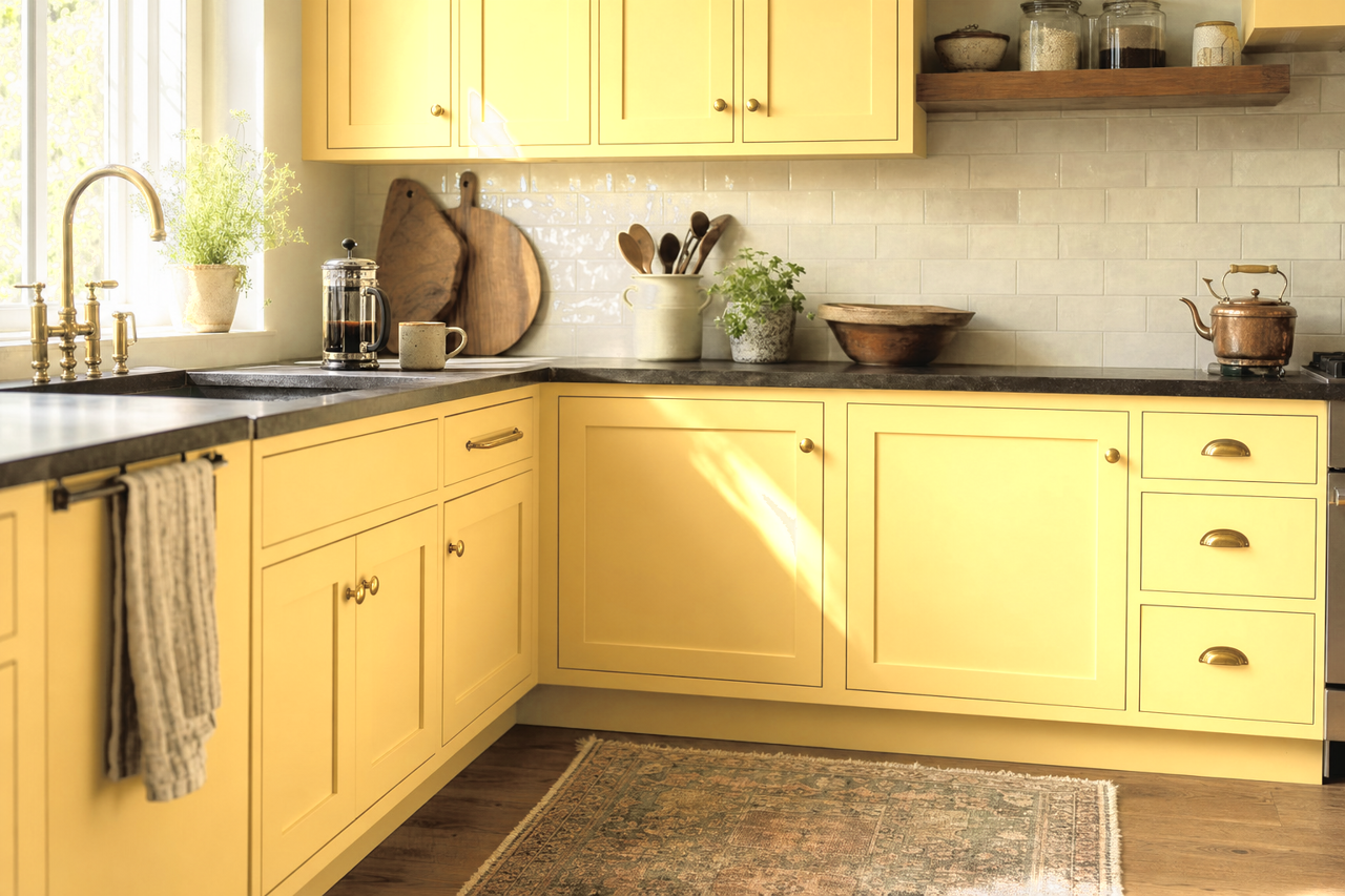 Sunny Veranda by Sherwin-Williams on cabinets
