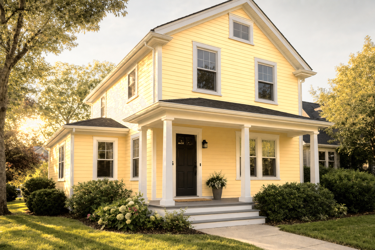 Naples Yellow by Sherwin-Williams on exterior