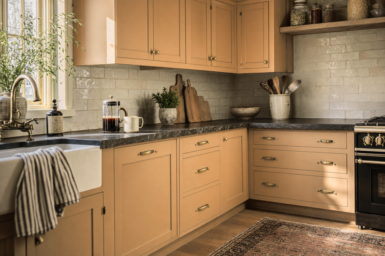 Coriander Powder by Sherwin-Williams on cabinets