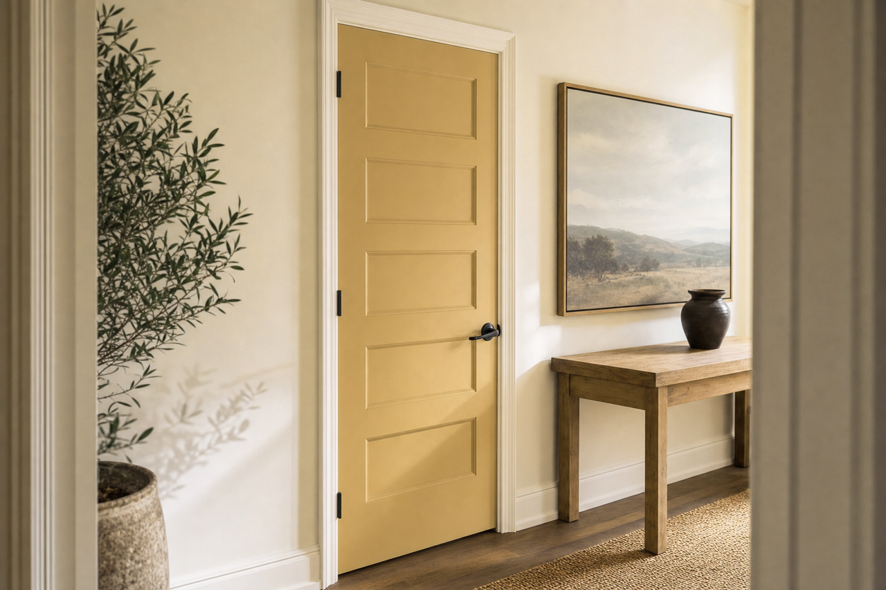 Dusted Olive by Sherwin-Williams on interior-doors