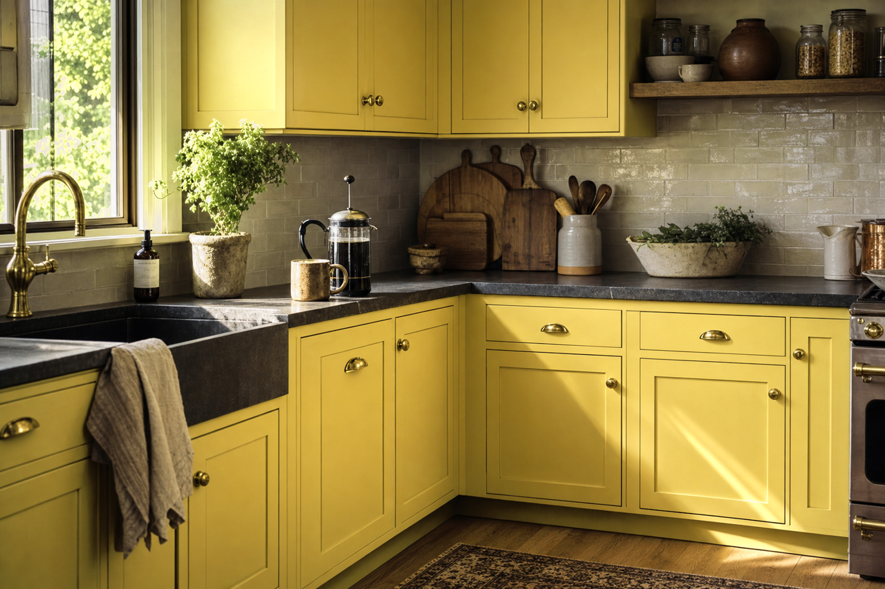 Limón Fresco by Sherwin-Williams on cabinets